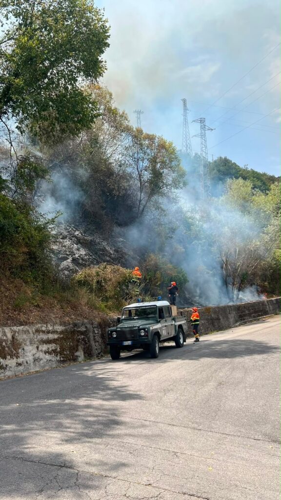 Incendio sulle colline di Rocca Cilento, fiamme minacciano abitazioni: in azione vigili del fuoco e Aib