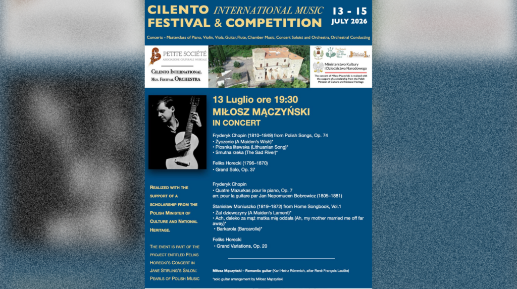 Cilento international music festival & competition 2026: a Torchiara concerti e corsi di perfezionamento