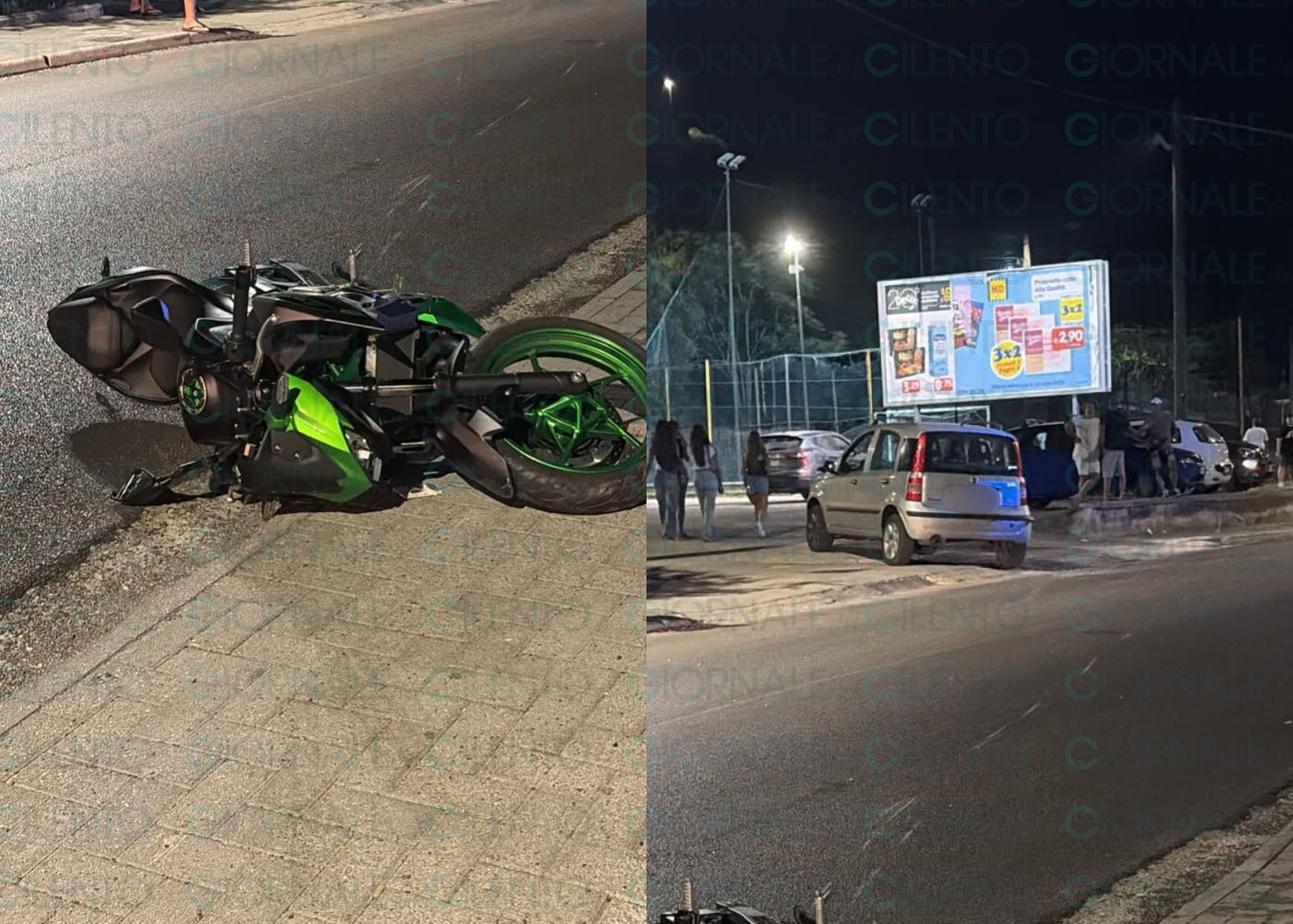 Omignano Scalo, scontro tra auto e moto: centauro in ospedale
