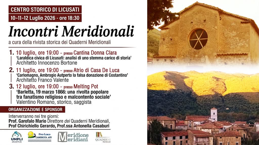 Licusati ospita gli “Incontri Meridionali”, focus sulla storia del Sud