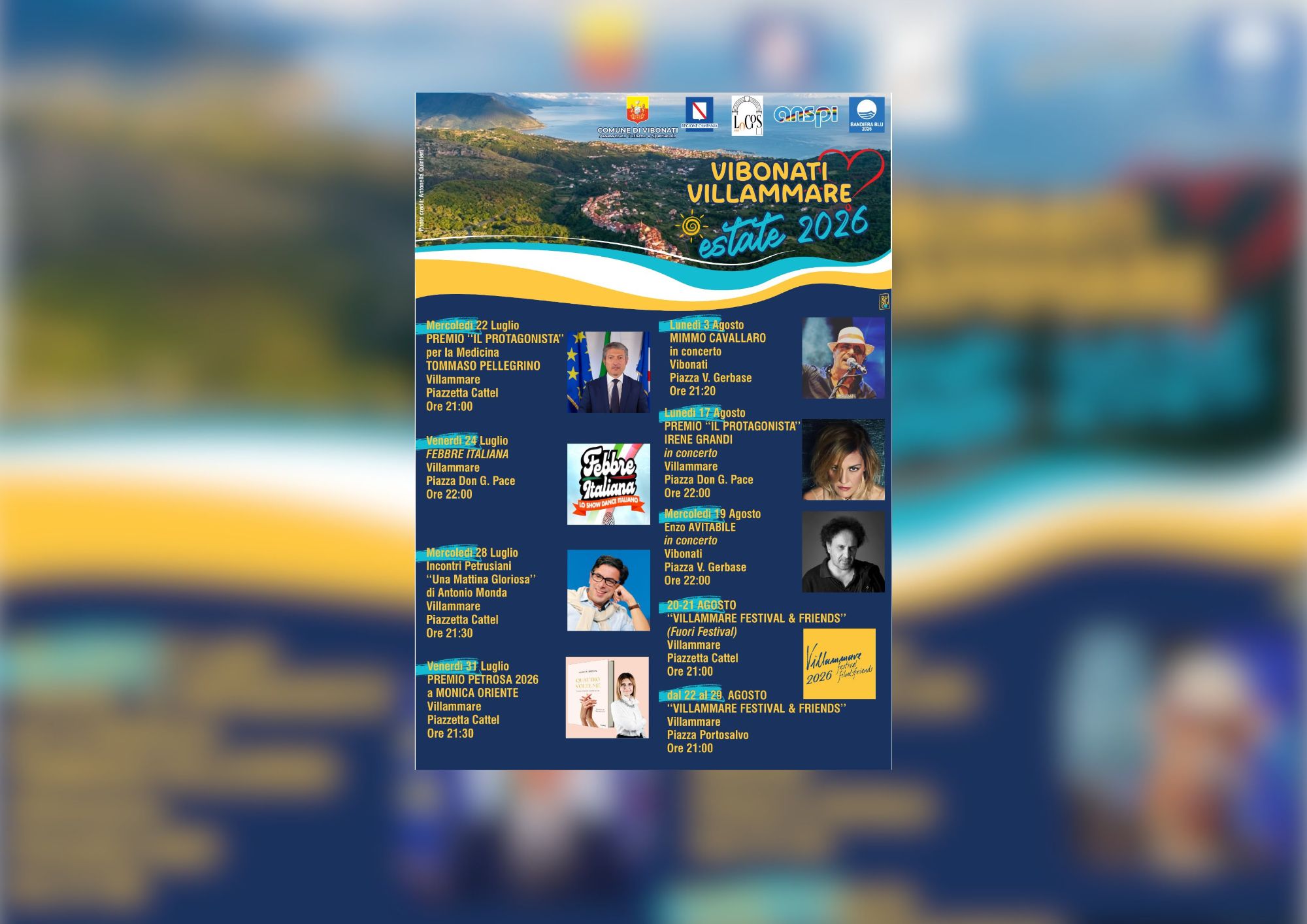 Cultura, musica e cinema d’autore: a Vibonati al via un’estate ricca di eventi con Irene Grandi, Enzo Avitabile e il Villammare Film Festival