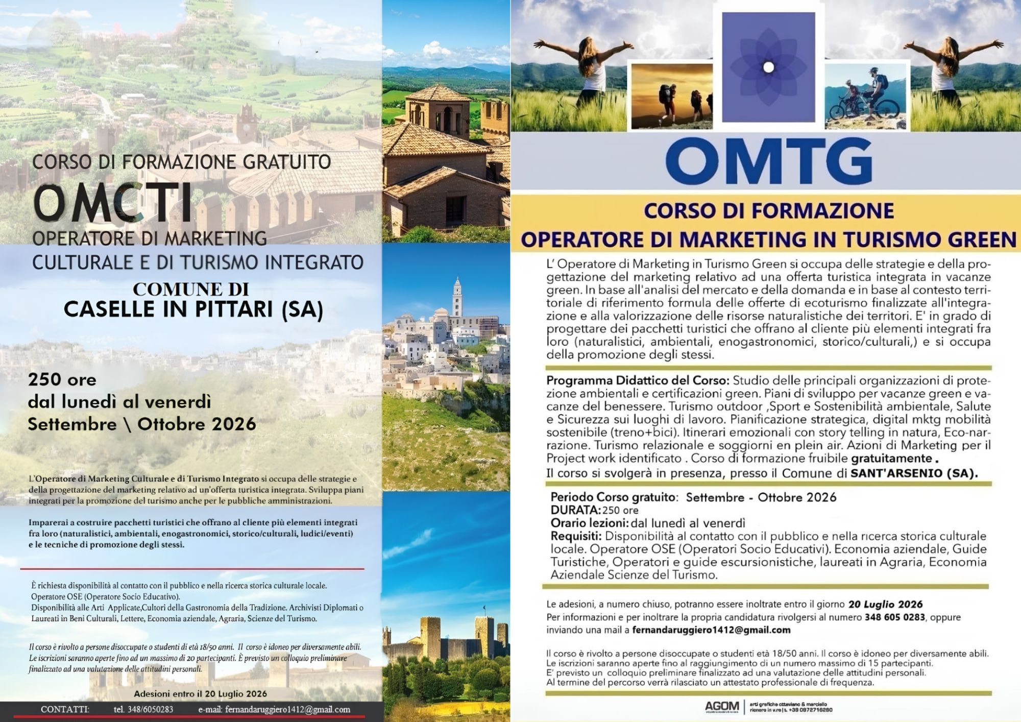 Nuovi turismi: a Caselle in Pittari e Sant’Arsenio due corsi gratuiti sul marketing turistico e culturale sostenibile