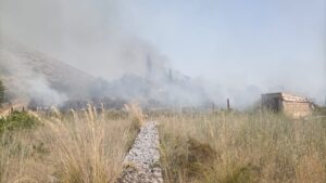 Incendi: doppio fronte nel Cilento, fiamme tra Camerota e Lentiscosa e sulle colline di Pollica