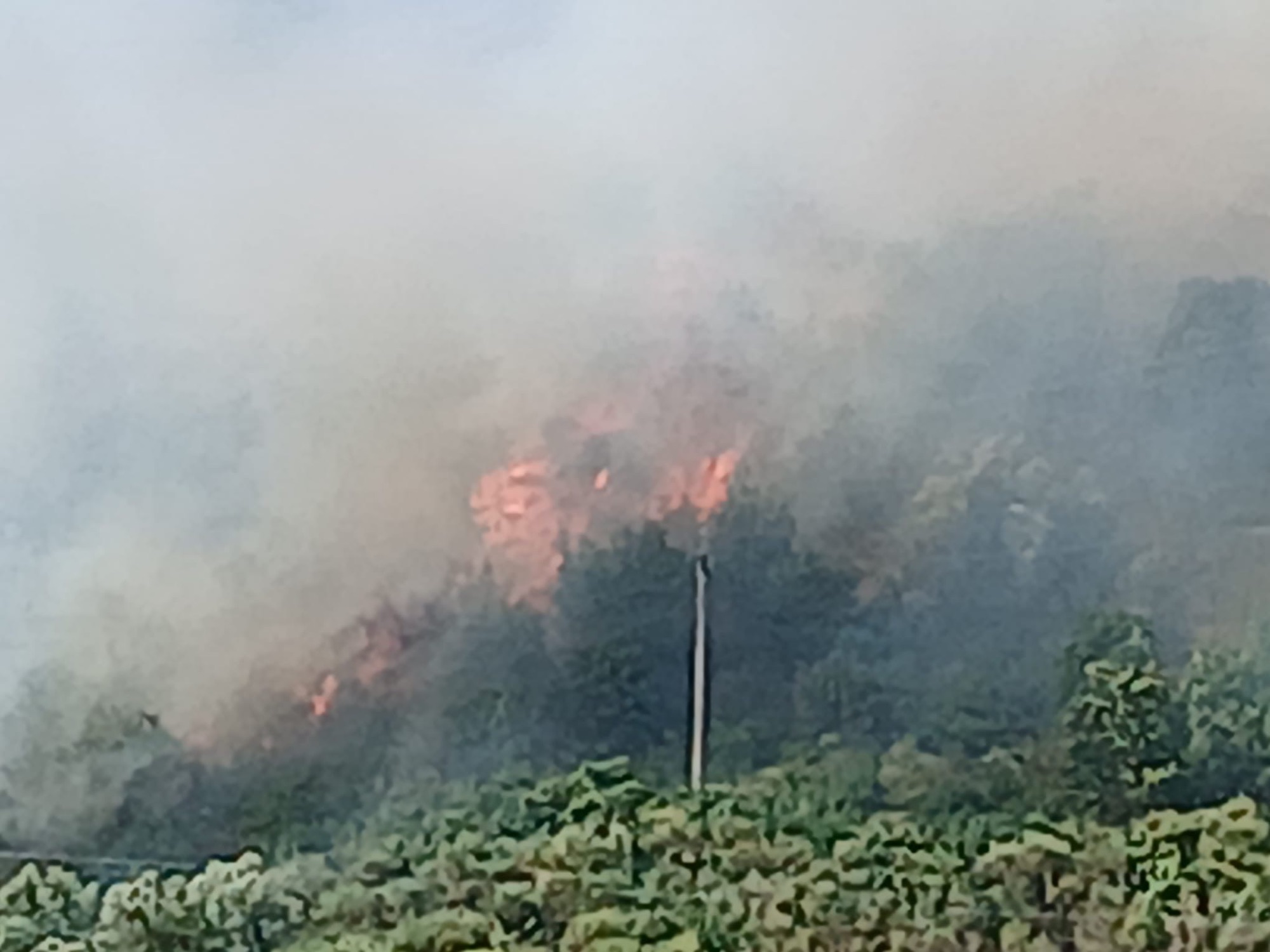 Incendio tra Polla e Pertosa, fumo invade la SS18 e l’A2 del Mediterraneo