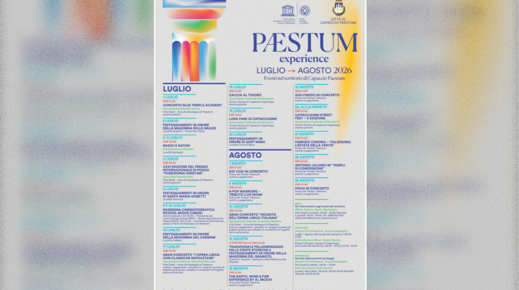 A Capaccio Paestum “Estate eventi 2026”: ecco il programma dell’estate