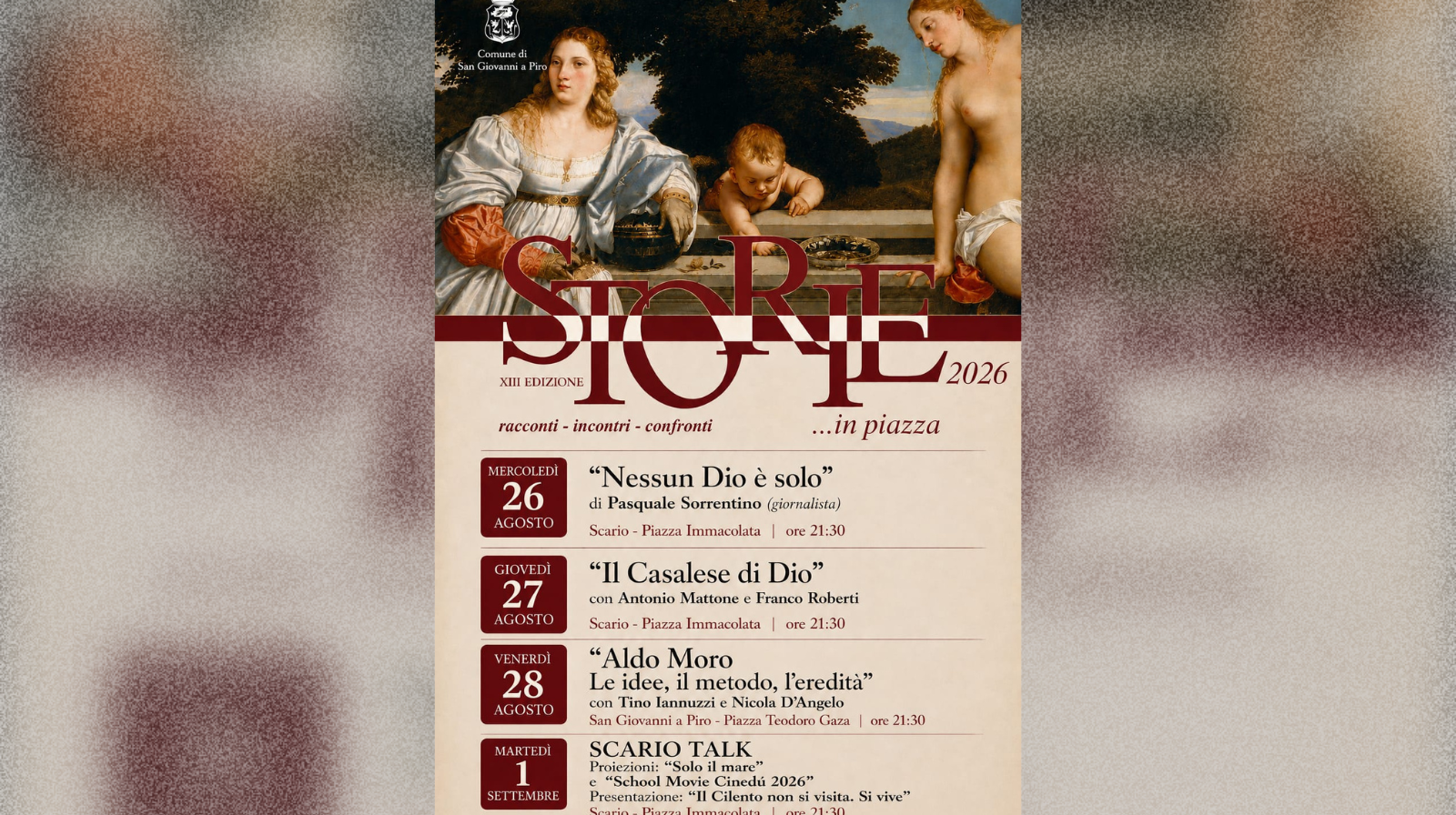 Storie in piazza 2026: quattro serate tra libri, cinema, memoria e territorio