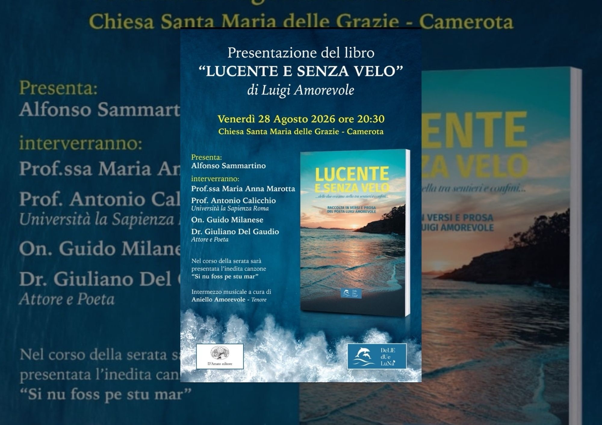 Camerota, “Lucente e senza velo”: questa sera la presentazione del libro di Luigi Amorevole