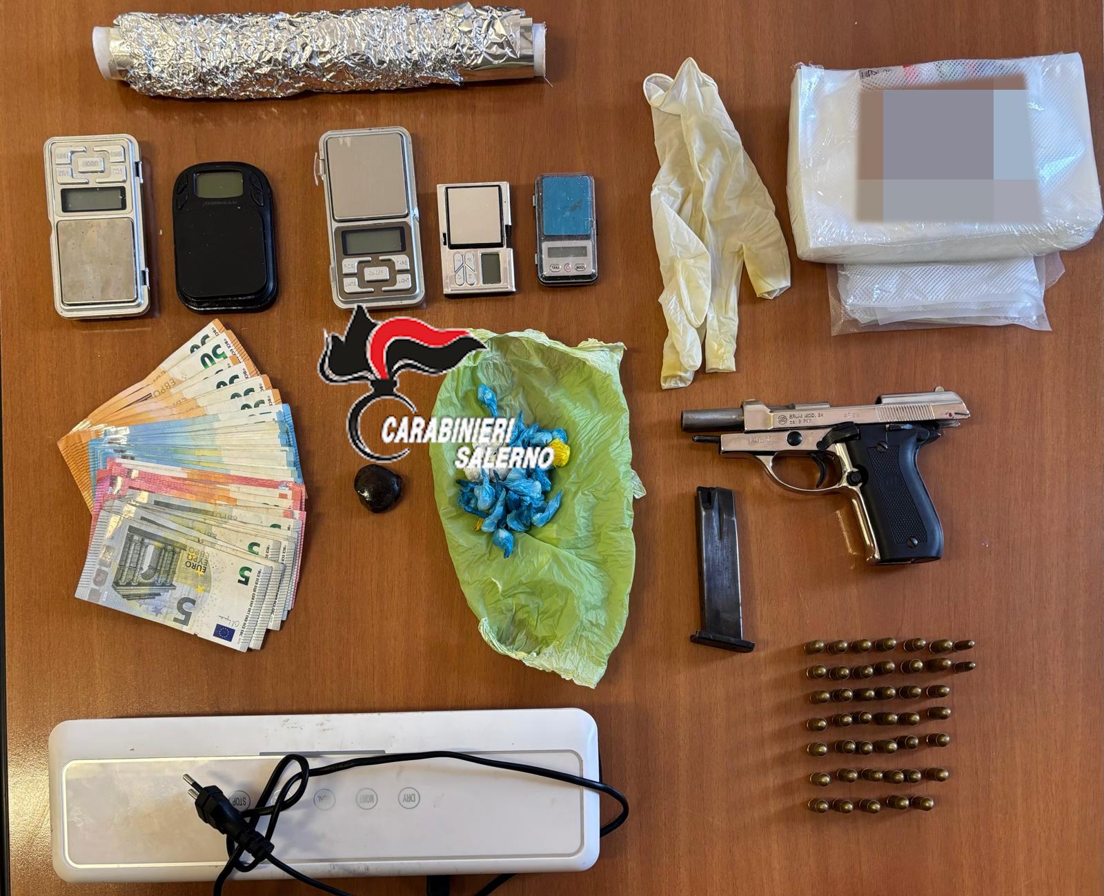 Pontecagnano, crack, cocaina e una pistola clandestina: un arresto e una denuncia
